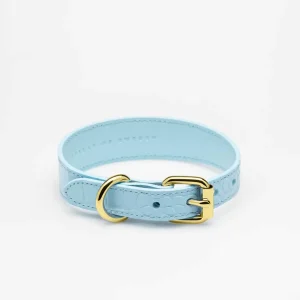 Haiwan Baby Blue Croco Thin Leather Collar