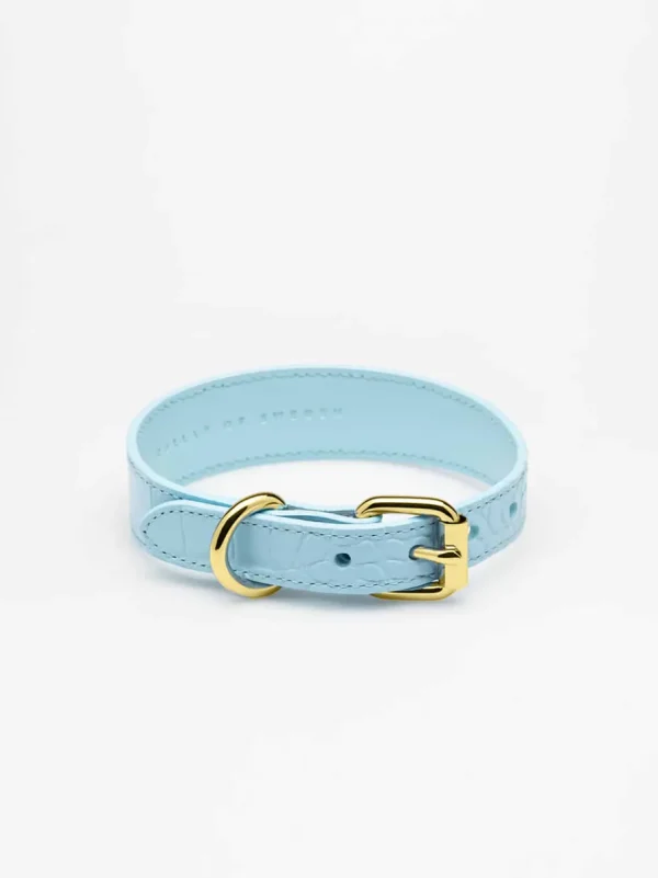 Haiwan Baby Blue Croco Thin Leather Collar