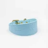 Haiwan Baby Blue Croco Wide Leather Collar