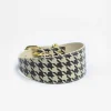 Haiwan Beige Houndstooth Wide Leather Collar