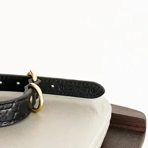 Haiwan Black Croco Thin Leather Collar