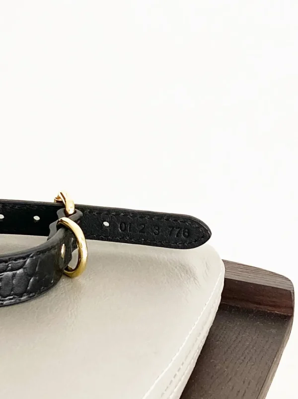 Haiwan Black Croco Thin Leather Collar