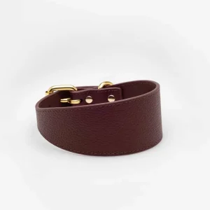 Haiwan Burgundy Wide Leather Collar