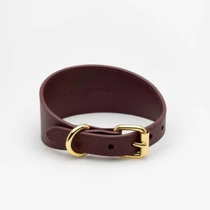 Haiwan Burgundy Wide Leather Collar