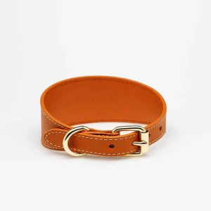 Haiwan Cognac Wide Leather Collar