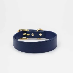 Haiwan Dark Blue Thin Leather Collar