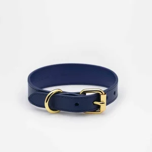 Haiwan Dark Blue Thin Leather Collar