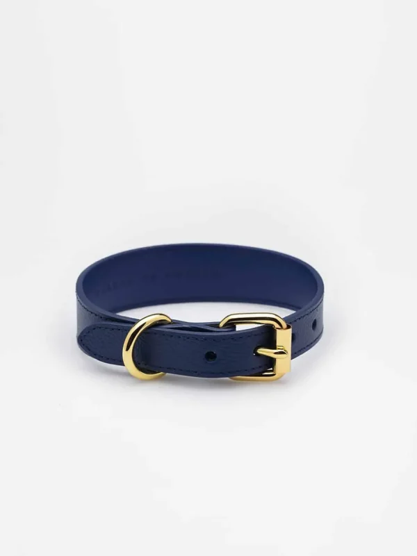Haiwan Dark Blue Thin Leather Collar
