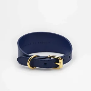 Haiwan Dark Blue Wide Leather Collar