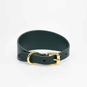 Haiwan Dark Green Wide Leather Collar