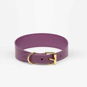 Haiwan Purple Wide Leather Collar