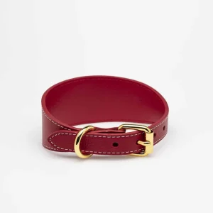 Haiwan Red Wide Leather Collar