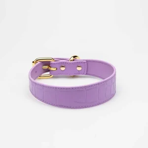 Haiwan Violet Croco Thin Leather Collar