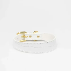 Haiwan White Croco Thin Leather Collar