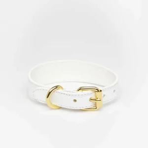 Haiwan White Croco Thin Leather Collar