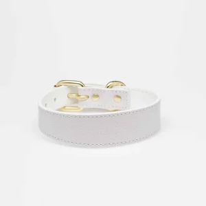 Haiwan White Thin Leather Collar